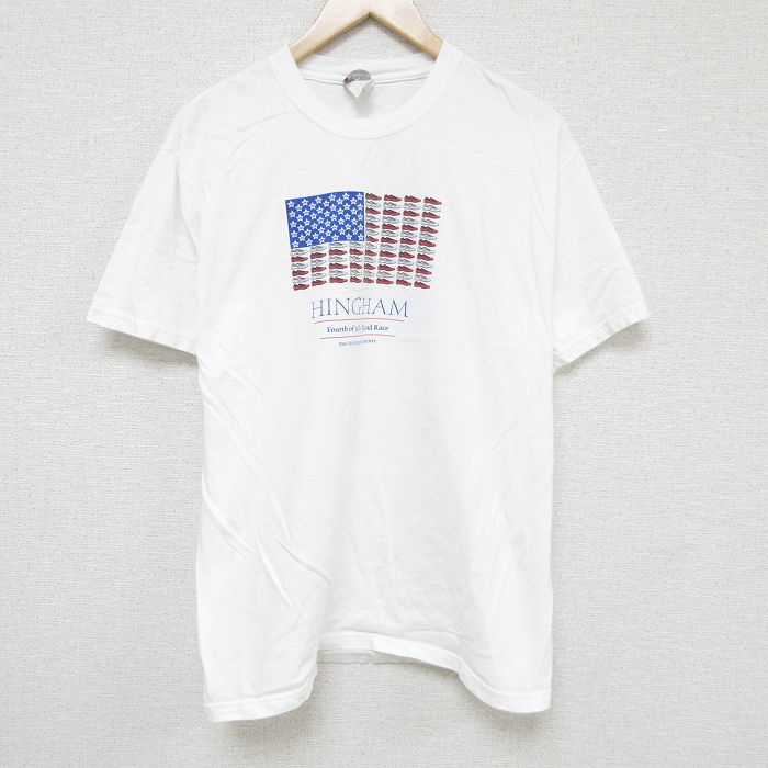 【中古】古着 ヘインズ Hanes 半袖 ビンテージ ヴィンテージTシャツ メンズ 00年代 00s ハイアム ロードレース コットン クルーネック 丸首 白 ホワイト Lサイズ 中古 | 春夏 夏物 夏服 ヴィンテージTシャツ メンズファッション カットソー ティーシャツ ティ 5OF