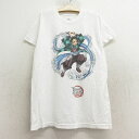 【中古】古着 半袖Tシャツ キッズ ボーイズ 子供服 アニメ 鬼滅の刃 竈門炭次郎 コットン クルーネック 丸首 白 ホワイト | 春夏 春物 春服 秋冬 秋物 秋服 女の子 子ども服 こども服 カジュアル ファッション おしゃれ かわいい