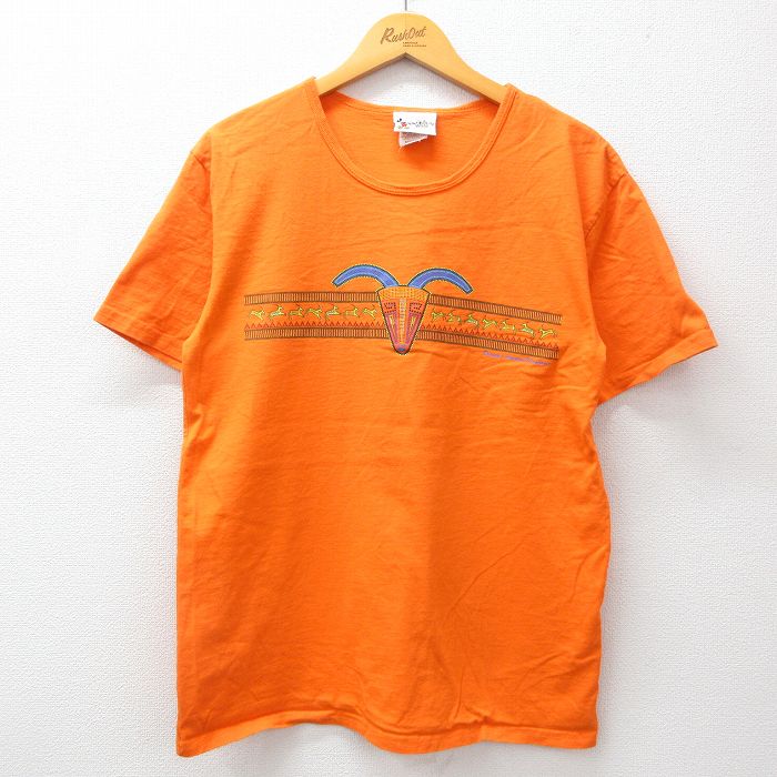 乐天商城 - 【中古】古着 半袖 ビンテージ ヴィンテージTシャツ メンズ 90年代 90s ディズニー DISNEY アニマルキングダム コットン クルーネック 丸首 USA製 アメリカ製 オレンジ Lサイズ 中古 551180