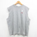 【中古】古着 ビンテージ ヴィンテージ ノースリーブTシャツ メンズ 00年代 00s ピーナッツ スヌーピー SNOOPY コットン クルーネック 丸首 グレ...