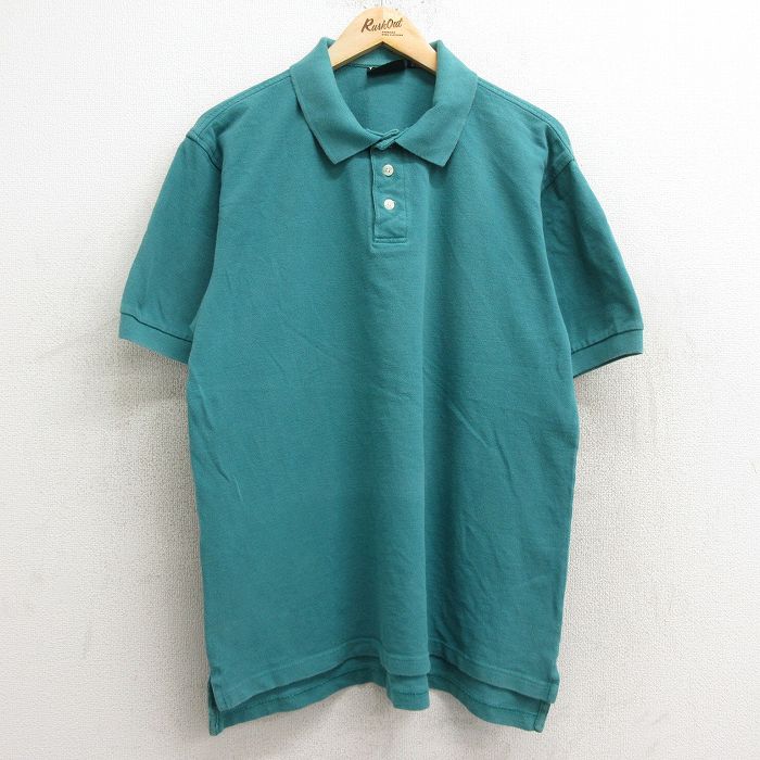 乐天商城 - 【中古】古着 半袖 ポロシャツ メンズ 00年代 00s 無地 鹿の子 コットン 緑 グリーン XLサイズ 中古 トップス | 春夏 春物 春服 夏物 夏服 カジュアルシャツ メンズファッション 半袖シャツ おしゃれ カジュアル