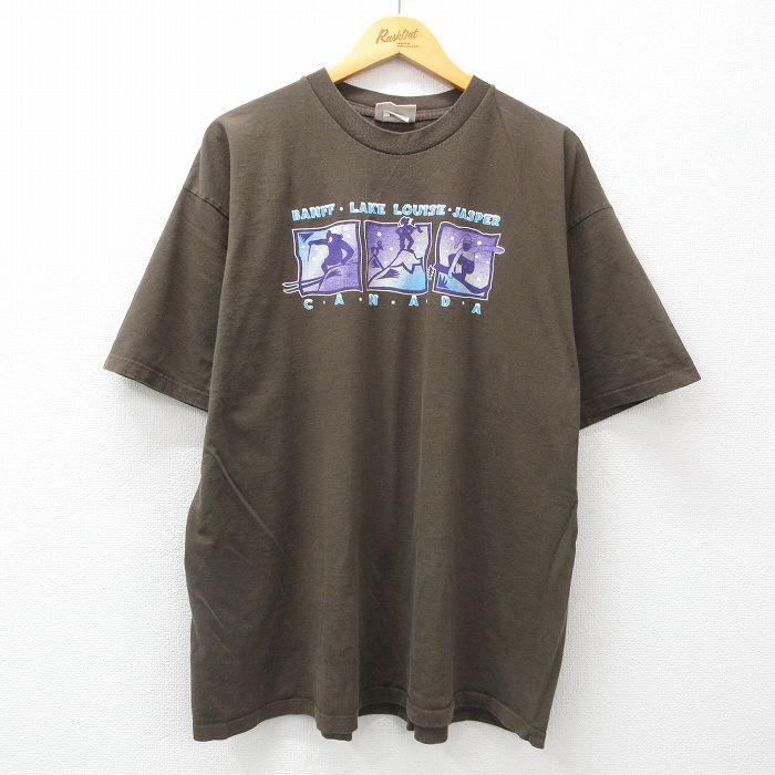 Rakuten - 【中古】古着 00s 半袖Tシャツ メンズ ブラウン スキープリント XLサイズ ヴィンテージ カジュアル アメカジ ストリート きれいめ ヴィンテージ レトロ オールド