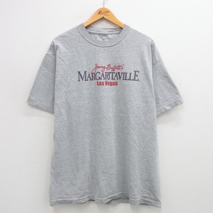 乐天商城 - 【中古】古着 00s 半袖Tシャツ ジミーバフェット メンズ グレー XLサイズ プリント アメカジ ストリート カジュアル きれいめ ヴィンテージ レトロ オールド