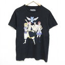 【中古】古着 半袖Tシャツ メンズ アニメ フェアリーテイル コットン クルーネック 丸首 黒 ブラック Mサイズ 中古 中古メンズ半袖プリントキャラクター