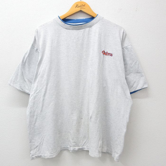 乐天商城 - 【中古】古着 半袖 ビンテージ ヴィンテージTシャツ メンズ 90年代 90s ゲーターズ 大きいサイズ 2L LL ビッグシルエット ゆったり ビッグサイズ オーバーサイズ クルーネック 丸首 薄グレー 霜降り他 XLサイズ 中古 | 春夏 夏物 夏服 ヴィンテージTシャツ メ