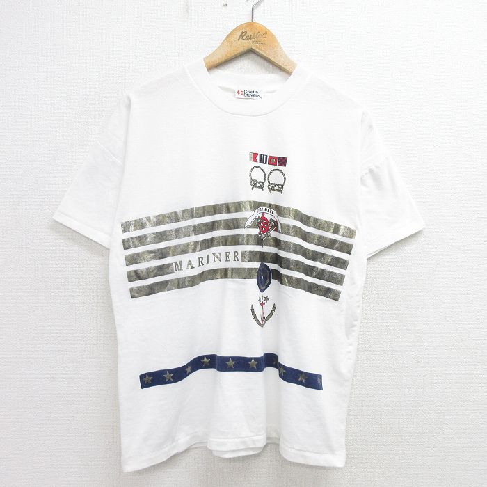 乐天商城 - 【中古】古着 半袖 ビンテージ ヴィンテージTシャツ メンズ 90年代 90s MARINER マリン イカリ クルーネック 丸首 USA製 アメリカ製 白 ホワイト XLサイズ 中古 | 春夏 夏物 夏服 ヴィンテージTシャツ メンズファッション カットソー ティーシャツ ティシャツ