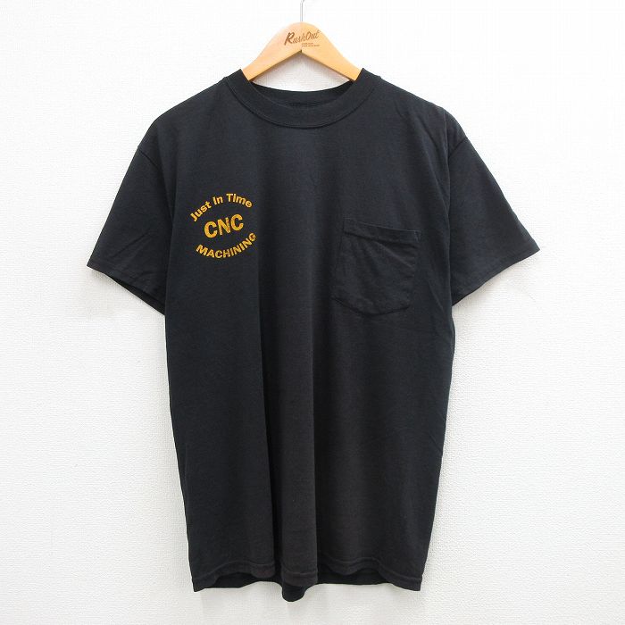 樂天商城 - 【中古】古着 半袖 ビンテージ ヴィンテージTシャツ メンズ 00年代 00s CNC 胸ポケット付き クルーネック 丸首 黒 ブラック Lサイズ 中古 | 春夏 夏物 夏服 ヴィンテージTシャツ メンズファッション カットソー ティーシャツ ティシャツ メンズTシャツ 半袖T
