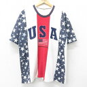 【中古】古着 半袖 ビンテージ ヴィンテージTシャツ メンズ 90年代 90s USAロゴ 星条旗 鹿の子 クルーネック 丸首 USA製 アメリカ製 白他 ホワイト XLサイズ 中古 | 春夏 夏物 夏服 ヴィンテージTシャツ メンズファッション カットソー ティーシャツ ティシャ(4)