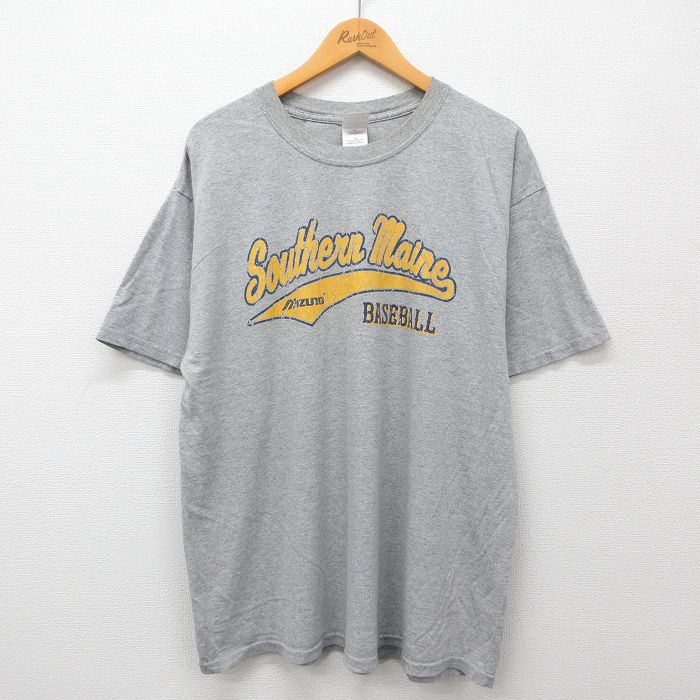 乐天商城 - 【中古】古着 半袖 ビンテージ ヴィンテージTシャツ メンズ 00年代 00s 野球 ミズノ 大きいサイズ 2L LL ビッグシルエット ゆったり ビッグサイズ オーバーサイズ クルーネック 丸首 グレー 霜降り XLサイズ 中古 | 春夏 夏物 夏服 ヴィンテージTシャツ メン