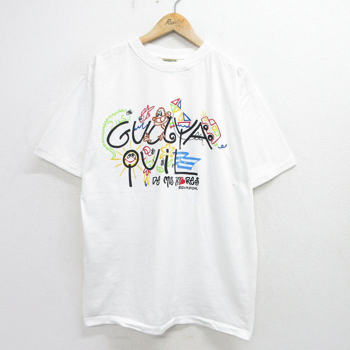 樂天商城 - 【中古】古着 半袖 ビンテージ ヴィンテージTシャツ メンズ 00年代 00s サル 車 クルーネック 丸首 白 ホワイト XLサイズ 中古 | 春夏 夏物 夏服 ヴィンテージTシャツ メンズファッション カットソー ティーシャツ ティシャツ メンズTシャツ 半袖Tシャツ 半袖