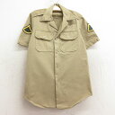 【中古】古着 半袖 ビンテージ ヴィンテージ ミリタリーシャツ キッズ ボーイズ 子供服 70年代 70s 開襟 オープンカラー ベージュ カーキ | 春夏 春...
