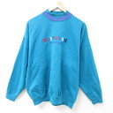 【中古】古着 長袖スウェット メンズ 90年代 90s NORTHERN 刺繍 クルーネック 丸首 カナダ製 青 ブルー XLサイズ 中古 スエット トレーナー...