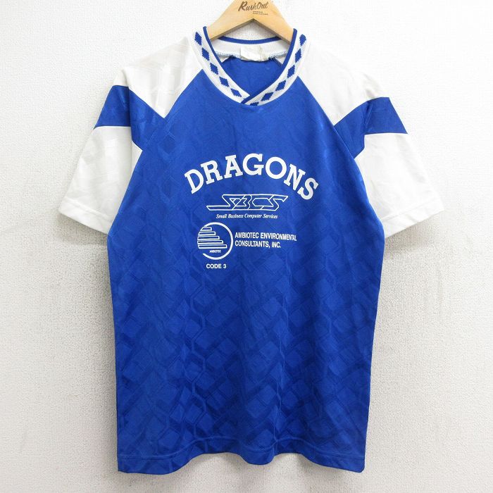 【中古】古着 半袖 ビンテージ ヴィンテージTシャツ メンズ 90年代 90s DRAGONS 11 ラグラン Vネック USA製 アメリカ製 青他 ブルー Lサイズ 中古 | 春夏 春物 春服 秋冬 秋物 秋服 メンズファッション ロンT カットソー ロンティー ロングT ロングTシャツ ロ 5OF