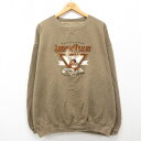 【中古】古着 長袖スウェット メンズ 00年代 00s シカ 刺繍 大きいサイズ 2L LL ビッグシルエット ゆったり ビッグサイズ オーバーサイズ コットン...