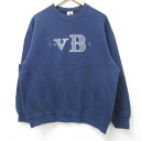 【中古】古着 フルーツオブザルーム 長袖スウェット メンズ 00年代 00s VB 刺繍 クルーネック 丸首 紺 ネイビー Lサイズ 中古 スエット トレーナー...