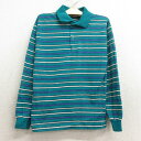 【中古】古着 ルティグレ 長袖 ポロシャツ キッズ ボーイズ 子供服 80年代 80s USA製 アメリカ製 緑他 グリーン ボーダー | 春夏 春物 春服 秋...