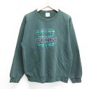 【中古】古着 長袖スウェット メンズ 00年代 00s ボストン クルーネック 丸首 緑 グリーン Lサイズ 中古 スエット トレーナー トップス | 春夏 春...