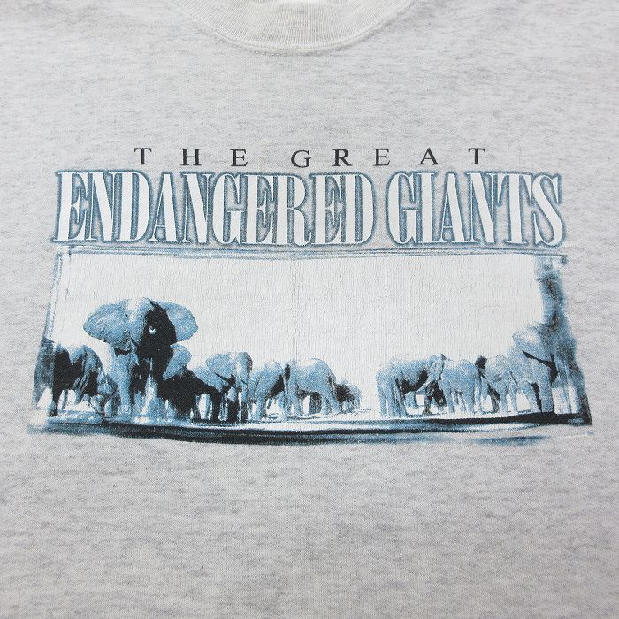 【中古】古着 長袖スウェット メンズ 00年代 00s ゾウ クルーネック 丸首 薄グレー 霜降り XLサイズ 中古 スエット トレーナー トップス | 春夏 春物 春服 秋冬 秋物 秋服 メンズファッション カジュアル おしゃれ ファッション