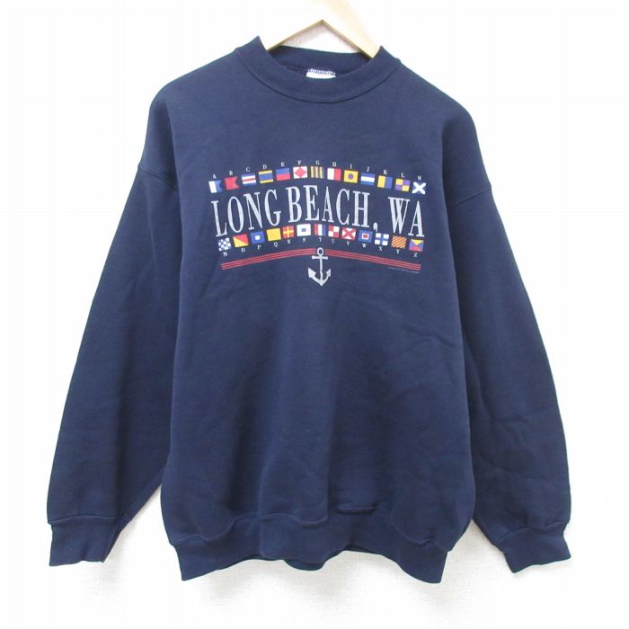 Rakuten - 【中古】古着 TULTEX 長袖スウェット メンズ 90年代 90s ロングビーチ クルーネック 丸首 USA製 アメリカ製 紺 ネイビー XLサイズ 中古 スエット トレーナー トップス | 春夏 春物 春服 秋冬 秋物 秋服 メンズファッション カジュアル おしゃれ ファッション