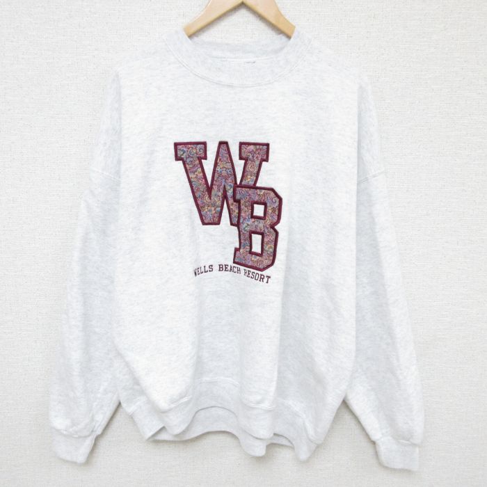 【中古】古着 長袖スウェット メンズ 00年代 00s WB ウェルズ ビーチ 刺繍 大きいサイズ 2L LL ビッグシルエット ゆったり ビッグサイ..