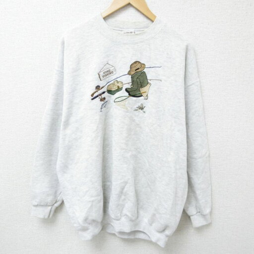【中古】古着 長袖スウェット メンズ 90年代 90s 釣り 刺繍 大きいサイズ 2L LL ビッグシルエット ゆったり ビッグサイズ オーバーサイズ クルーネック 丸首 USA製 アメリカ製 薄グレー 霜降り XLサイズ 中古 スエット トレーナー トップス | 春夏 春物 春服 2OF 【中古】古着 長袖スウェット メンズ 90年代 90s 釣り 刺繍 大きいサイズ 2L LL ビッグシルエット ゆったり ビッグサイズ オーバーサイズ クルーネック 丸首 USA製 アメリカ製 薄グレー 霜降り XLサイズ 中古 スエット トレーナー トップス | 春夏 春物 春服 2OF