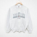 【中古】古着 ジャージーズ 長袖スウェット メンズ 90年代 90s 灯台 ノースカロライナ 刺繍 クルーネック 丸首 グレー 霜降り Mサイズ 中古 スエット...