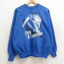 【中古】古着 ヘインズ Hanes 長袖スウェット メンズ 00年代 00s 鳥 フットボール サンフォードフリッチ クルーネック 丸首 青 ブルー Lサイズ ...