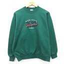 【中古】古着 ヘインズ Hanes 長袖スウェット メンズ 00年代 00s マイアミビーチ 刺繍 クルーネック 丸首 緑 グリーン Mサイズ 中古 スエット ...