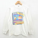 【中古】古着 長袖スウェット メンズ 90年代 90s SHOW BOAT ボート ラグラン クルーネック 丸首 USA製 アメリカ製 白 ホワイト Mサイズ ...
