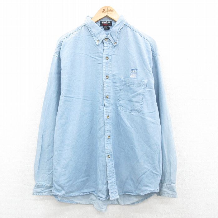 【中古】古着 長袖シャツ メンズ 00年代 00s HBSJ 大きいサイズ 2L LL ビッグシルエット ゆったり ビッグサイズ オーバーサイズ コット..