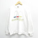 【中古】古着 長袖スウェット メンズ 90年代 90s イルカ クルーネック 丸首 USA製 アメリカ製 白 ホワイト Lサイズ 中古 スエット トレーナー ト...