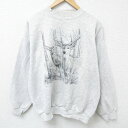 【中古】古着 TULTEX 長袖スウェット メンズ 00年代 00s シカ クルーネック 丸首 USA製 アメリカ製 薄グレー 霜降り XLサイズ 中古 スエッ...