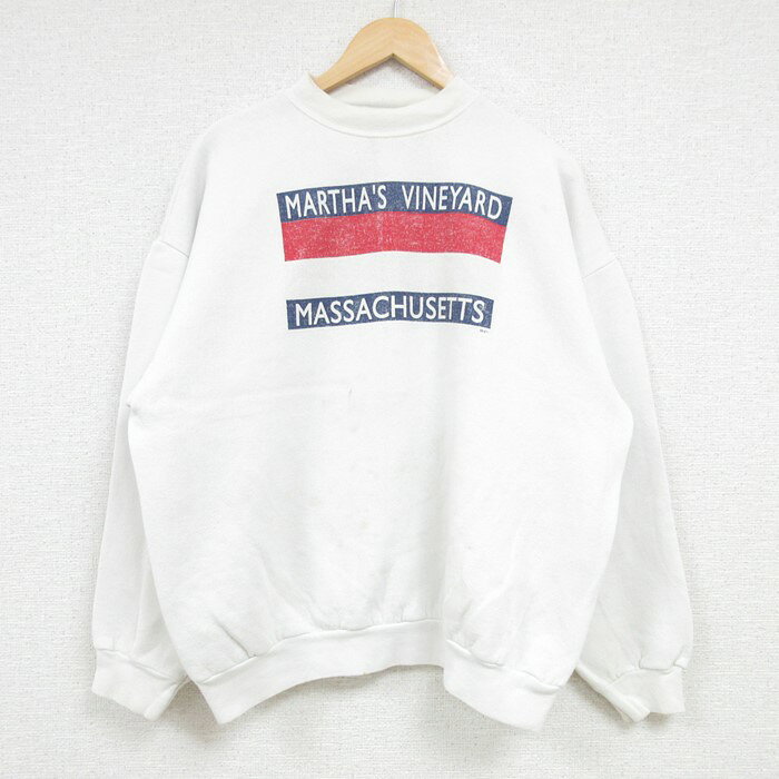 樂天商城 - 【中古】古着 TULTEX 長袖スウェット メンズ 90年代 90s マサチューセッツ クルーネック 丸首 白 ホワイト XLサイズ 中古 スエット トレーナー トップス | 春夏 春物 春服 秋冬 秋物 秋服 メンズファッション カジュアル おしゃれ ファッション