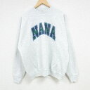 【中古】古着 フルーツオブザルーム 長袖スウェット メンズ 00年代 00s NANA クルーネック 丸首 グレー 霜降り XLサイズ 中古 スエット トレーナ...
