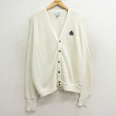 【中古】古着 IZOD 長袖 ニット カーディガン メンズ 90年代 90s ワンポイントロゴ 大きいサイズ 2L LL ビッグシルエット ゆったり ビッグサイ...