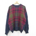 【中古】古着 長袖 セーター メンズ 90年代 90s 大きいサイズ 2L LL ビッグシルエット ゆったり ビッグサイズ オーバーサイズ クルーネック 丸首 ...