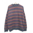 【中古】古着 長袖 セーター メンズ 00年代 00s クルーネック 丸首 イタリア製 紺他 ネイビー XLサイズ 中古 ニット トップス | 春夏 春物 春服...