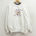 【中古】古着 長袖スウェット レディース 90年代 90s ハート リボン 刺繍 クルーネック 丸首 USA製 アメリカ製 白他 ホワイト 中古 スエット トレ...