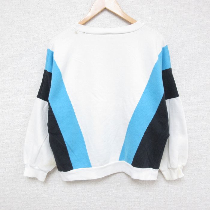 【中古】古着 長袖スウェット メンズ 00年代 00s オールドオーチャードビーチ マルチカラー 大きいサイズ 2L LL ビッグシルエット ゆったり ビッグサイズ オーバーサイズ ラグラン クルーネック 丸首 USA製 アメリカ製 白他 ホワイト XLサイズ 中古 スエット 5OF