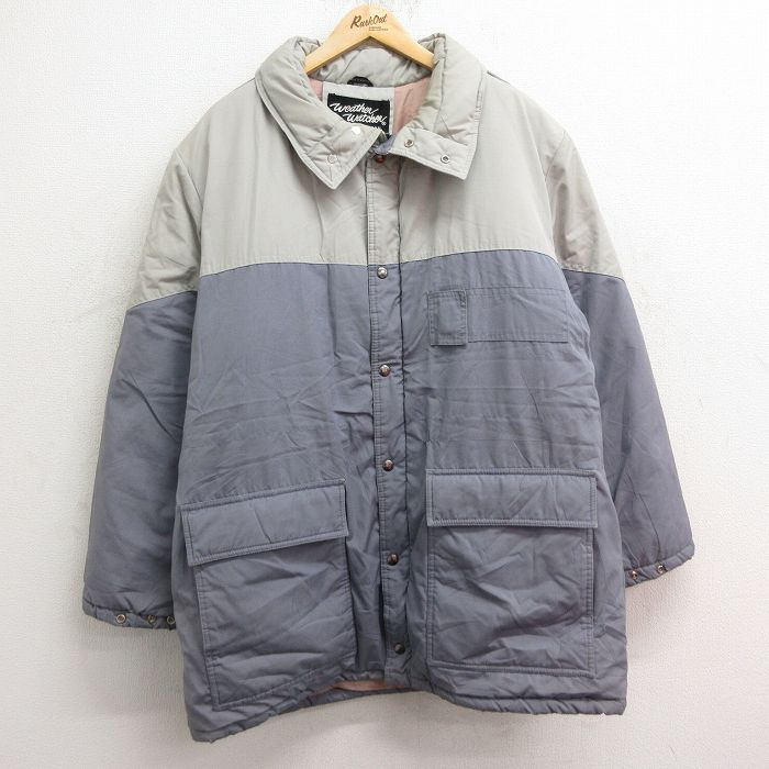樂天商城 - 【中古】古着 長袖ジャケット メンズ 90年代 90s ツートンカラー バイカラー グレー他 XLサイズ 中古 アウター | 秋冬 秋物 秋服 冬物 冬服 カジュアル メンズファッション ファッション おしゃれ カジュアルジャケット