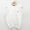 【中古】古着 ニットベスト メンズ 90年代 90s コットン Vネック 白 ホワイト Mサイズ 中古 トップス | 春夏 春物 春服 秋冬 秋物 秋服 メンズ...