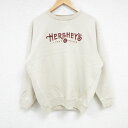 【中古】古着 リー Lee 長袖スウェット メンズ 00年代 00s HERSHEYS 刺繍 クルーネック 丸首 ベージュ カーキ Lサイズ 中古 スエット ト...