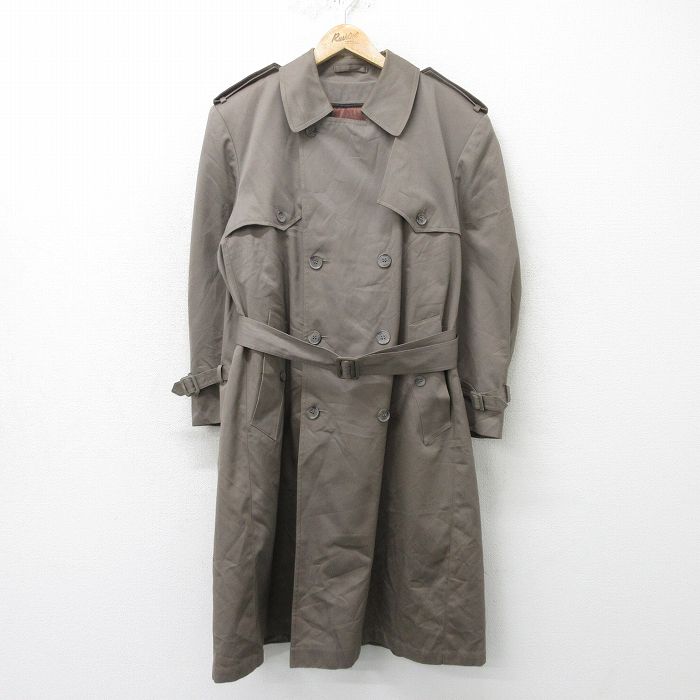 【中古】古着 長袖 トレンチコート メンズ ロング丈 グレー系 内側ファー XLサイズ 中古 アウター | 春夏 春物 春服 秋冬 秋物 秋服 カジュアル メンズファッション ファッション おしゃれ カジュアルジャケット