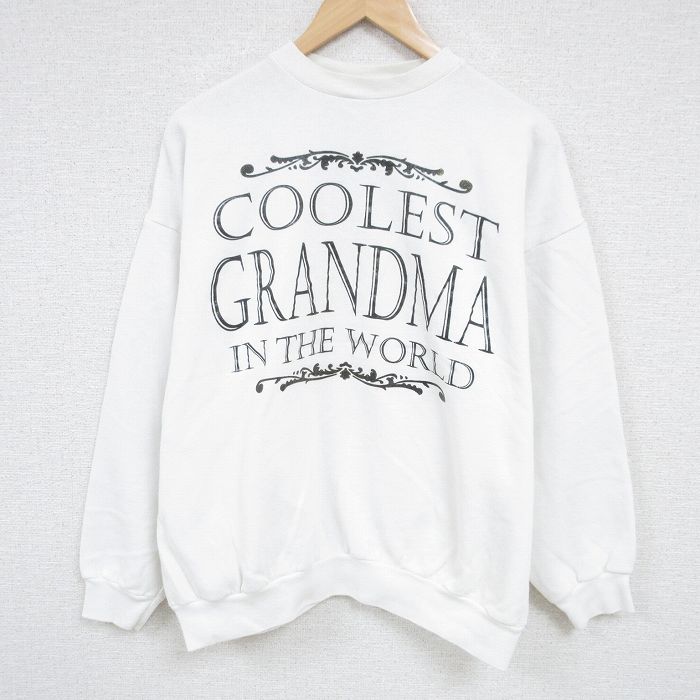 【中古】古着 TULTEX 長袖スウェット メンズ 00年代 00s GRANDMA クルーネック 丸首 USA製 アメリカ製 白 ホワイト XLサイズ 中古 スエット トレーナー トップス | 春夏 春物 春服 秋冬 秋物 秋服 メンズファッション カジュアル おしゃれ ファッション