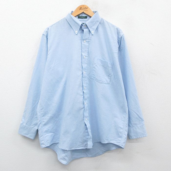 【中古】古着 アロー 長袖シャツ メンズ 90年代 90s 大きいサイズ 2L LL ビッグシルエット ゆったり ビッグサイズ オーバーサイズ ボタンダウン USA製 アメリカ製 薄紺 ネイビー XLサイズ 中古 トップス | 春夏 春物 春服 秋冬 秋物 秋服 カジュアルシャツ メンズファ
