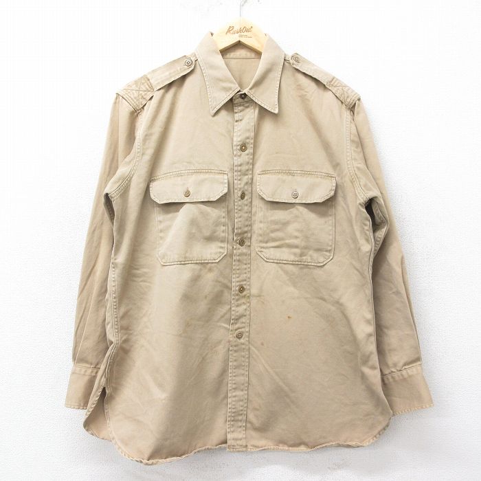 【20%OFF】【中古】古着 BRENT 長袖 ビンテージ ヴィンテージ ウールシャツ メンズ 40年代 40s マチ付き 【spe】 XLサイズ 中古 トップス | 春夏 春物 春服 秋冬 秋物 秋服 メンズ長袖シャツ 2OF