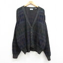 【中古】古着 長袖 ニット カーディガン メンズ 90年代 90s 大きいサイズ 2L LL ビッグシルエット ゆったり ビッグサイズ オーバーサイズ イタリア...