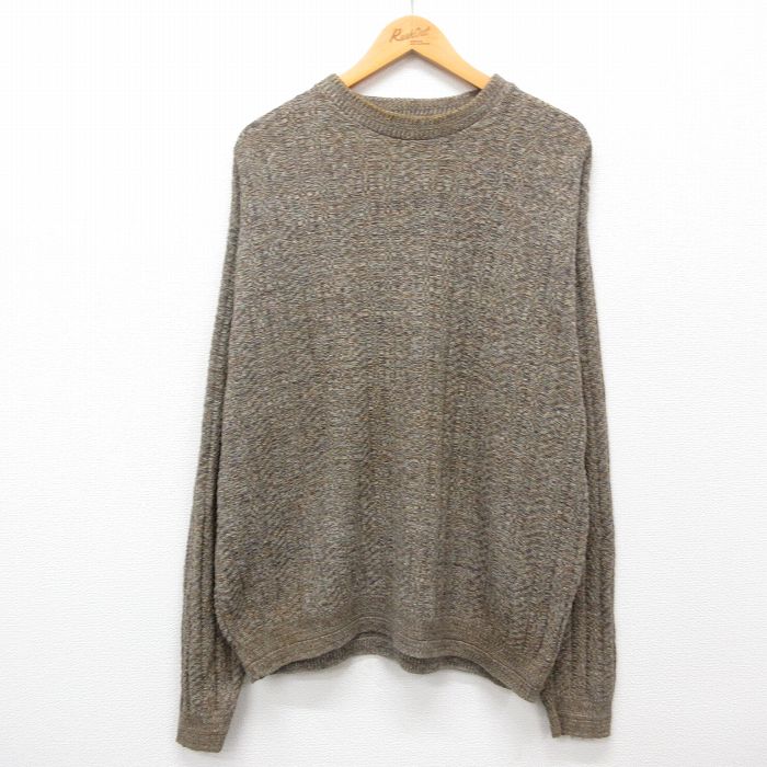 【中古】古着 長袖 セーター メンズ 90年代 90s 手織り 大きいサイズ 2L LL ビッグシルエット ゆったり ビッグサイズ オーバーサイズ USA製 アメリカ製 濃茶系他 ブラウン XLサイズ 中古 ニット トップス | 春夏 春物 春服 秋冬 秋物 秋服 メンズファッション カジュア 5OF