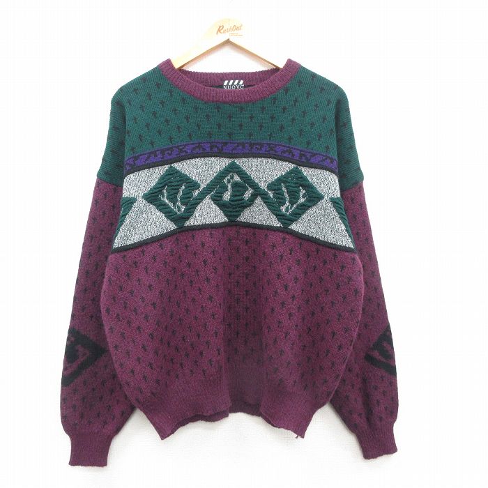 【中古】古着 長袖 セーター メンズ 00年代 00s クルーネック 丸首 紫他 パープル Lサイズ 中古 ニット トップス | 春夏 春物 春服 秋冬 秋物 秋服 メンズファッション カジュアル おしゃれ ファッション(4)