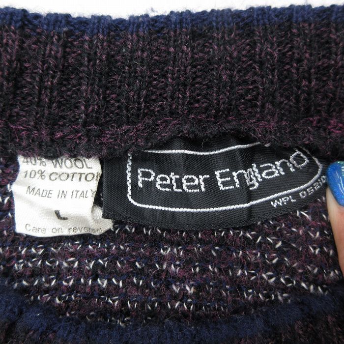 【中古】古着 長袖 セーター メンズ 90年代 90s クルーネック 丸首 イタリア製 紫他 パープル XLサイズ 中古 ニット トップス | 春夏 春物 春服 秋冬 秋物 秋服 メンズファッション カジュアル おしゃれ ファッション